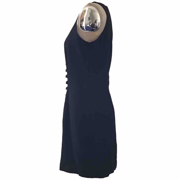 Vintage 90s Chic La Belle Black Sleeveless Minimalist Mini Short Pencil Dress S - Picture 4 of 8
